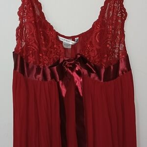 Victoria's Secret Red Lace Satin-Trim Chemise